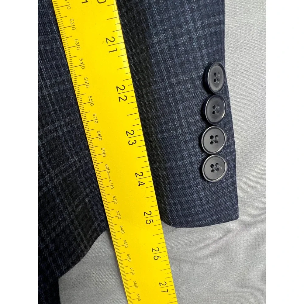 Van Heusen Flex Blazer Mens 42R Blue Plaid Slim Fit Sport Coat Exc 42 Regular